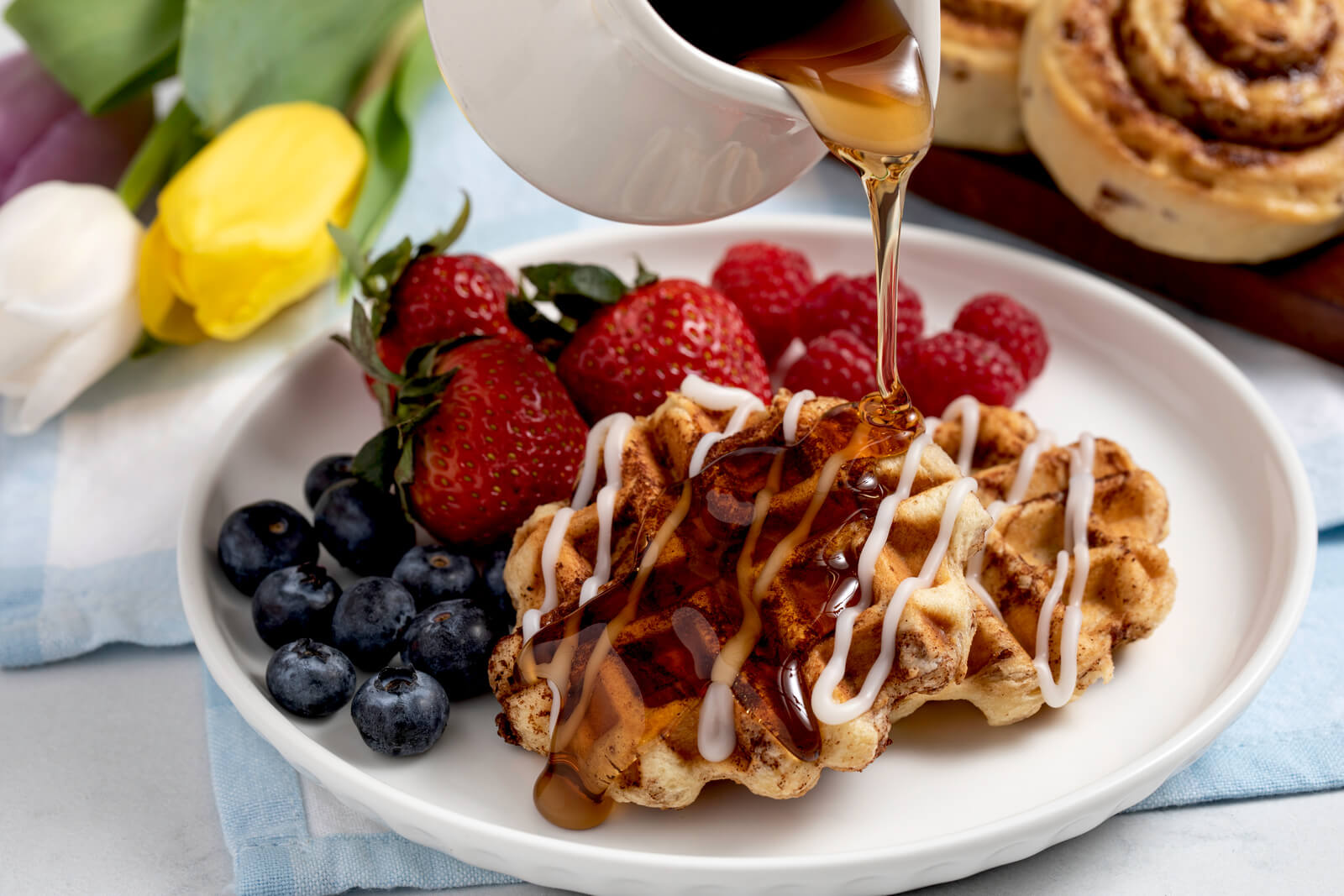 Easy Cinnamon Roll Waffles