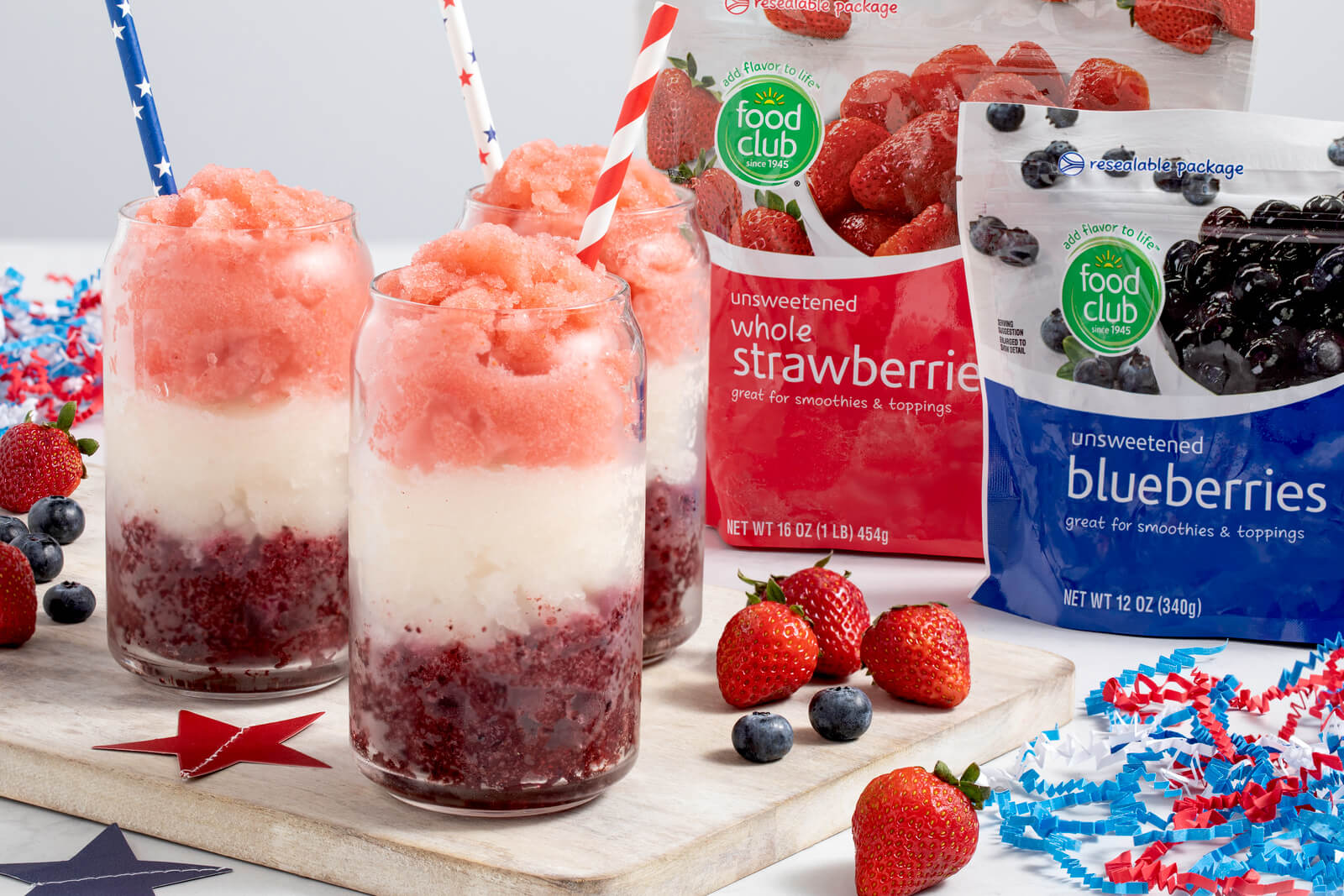 Layered Red-White-and-Blue Slushies