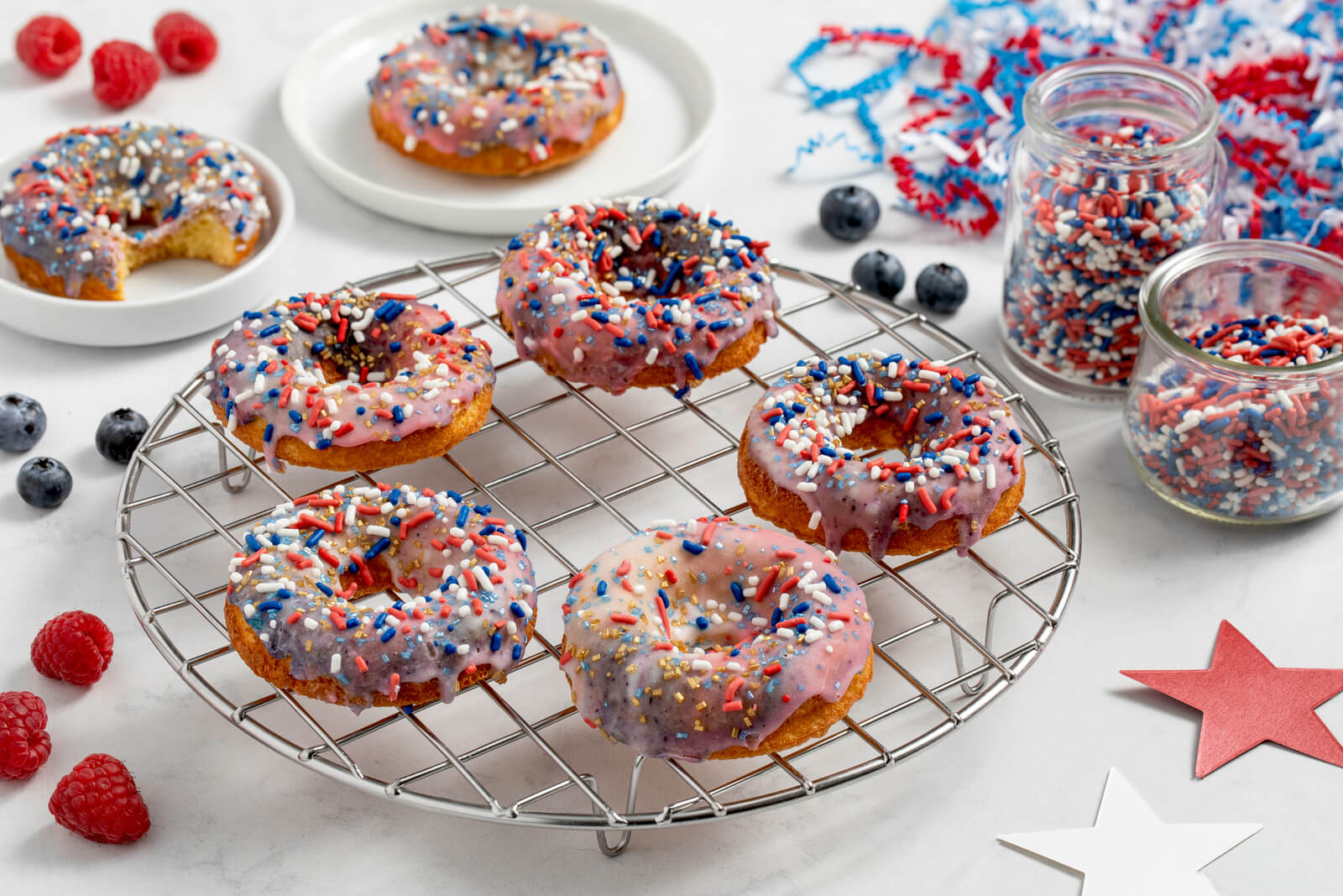 Marbled Red-White-and-Blue Donuts