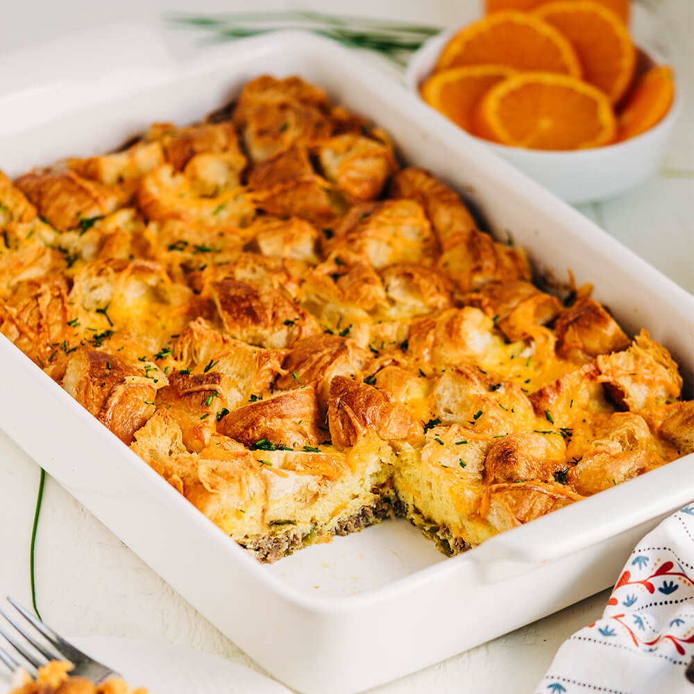 Breakfast Sausage Croissant Bake