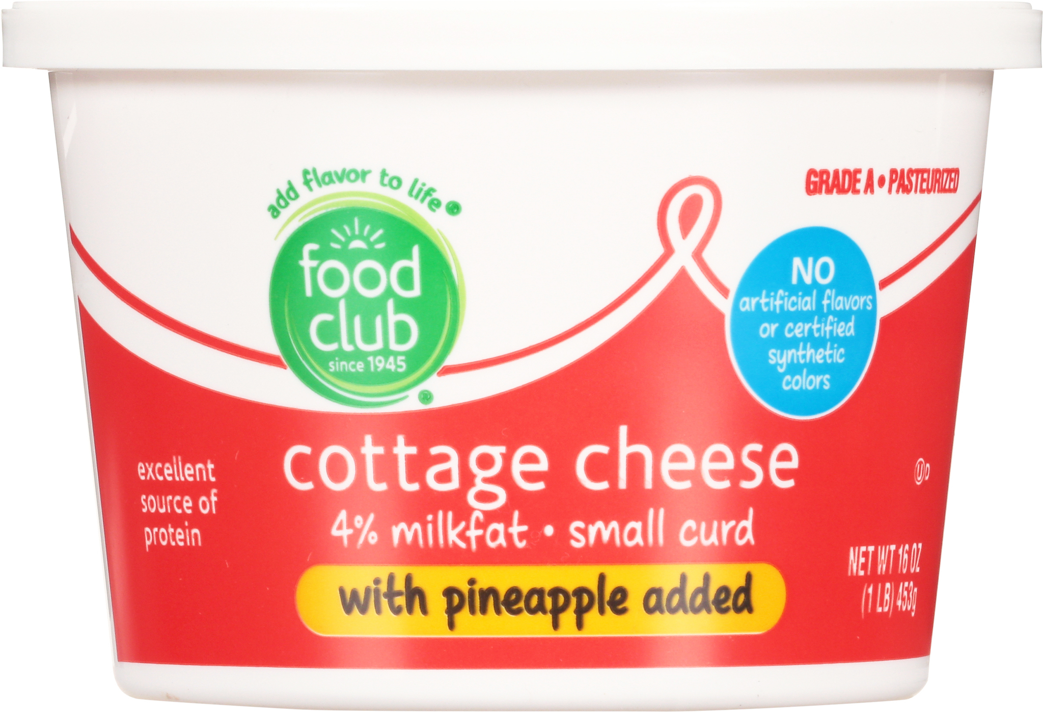 4% Milkfat Small Curd Cottage Cheese with Pineapple