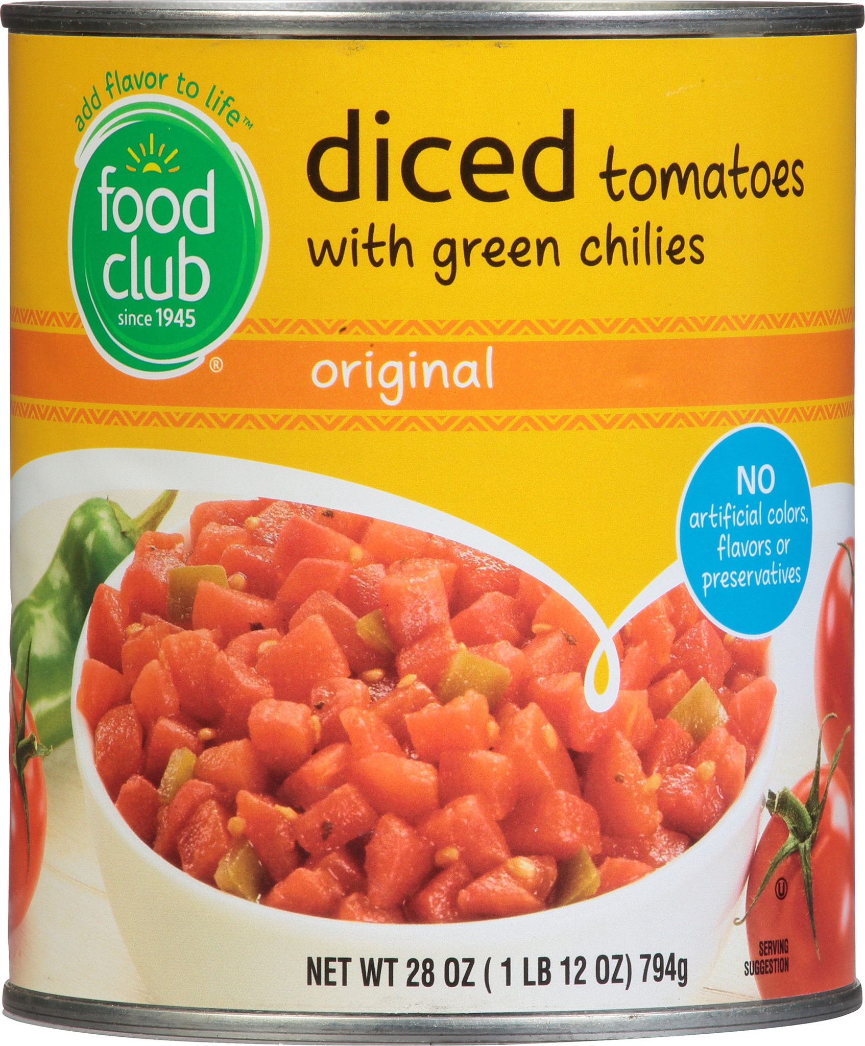 Diced Original Tomatoes with Green Chilies