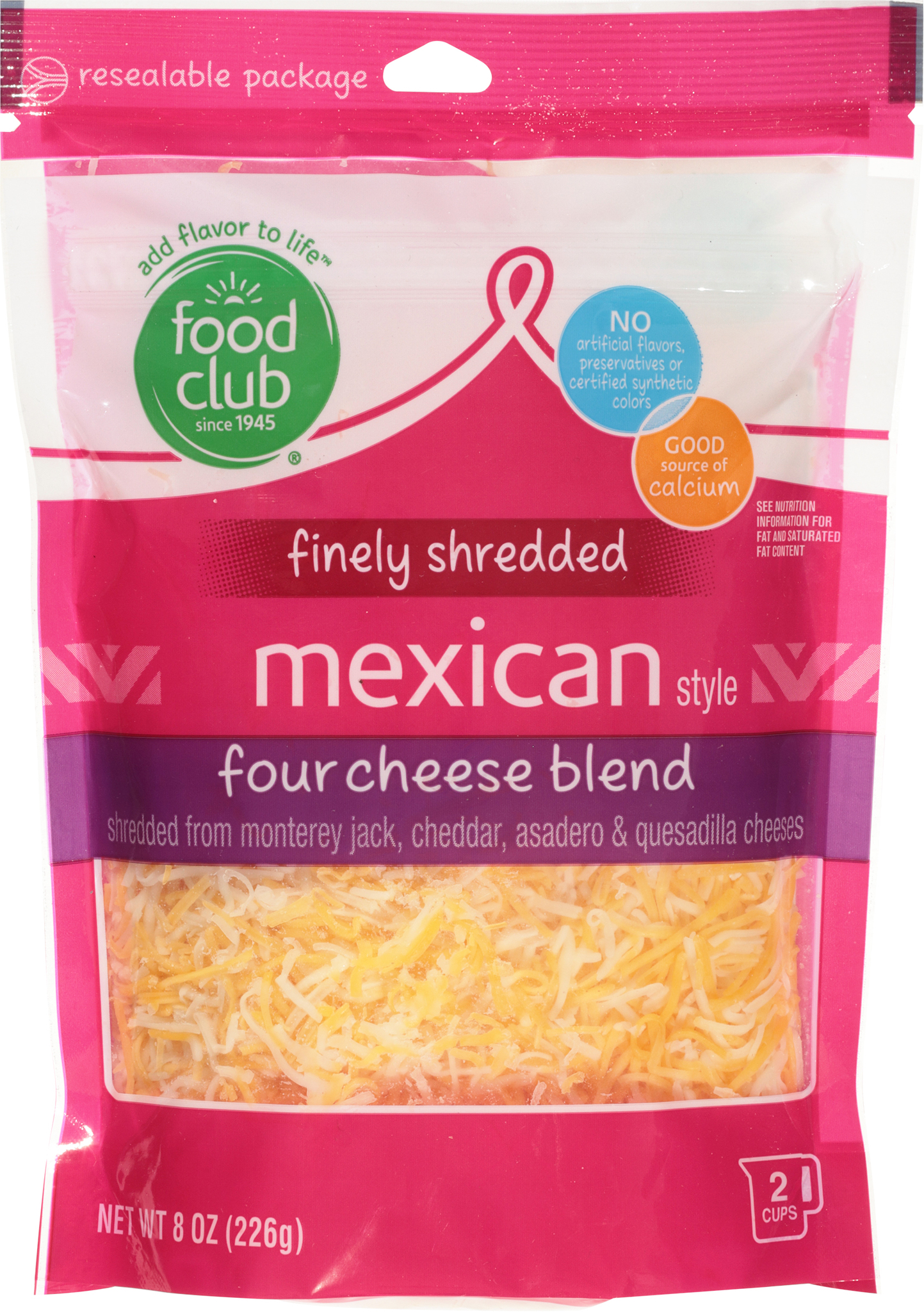 Mexican Style Four Cheese Blend Finely Shredded Cheese