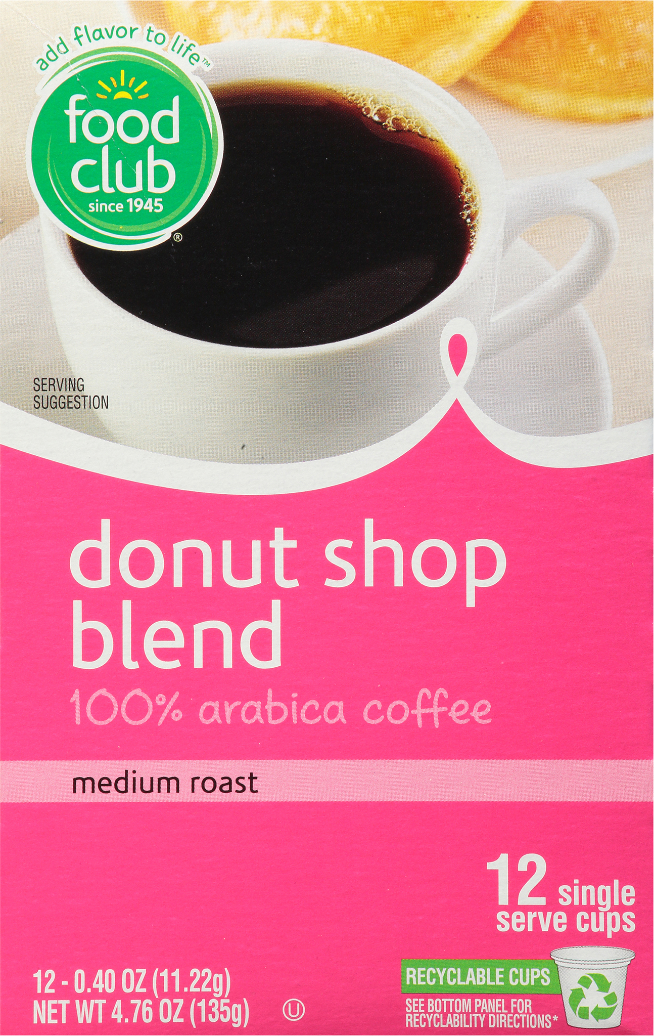 Single Serve Cups Medium Roast Donut Shop Blend Coffee