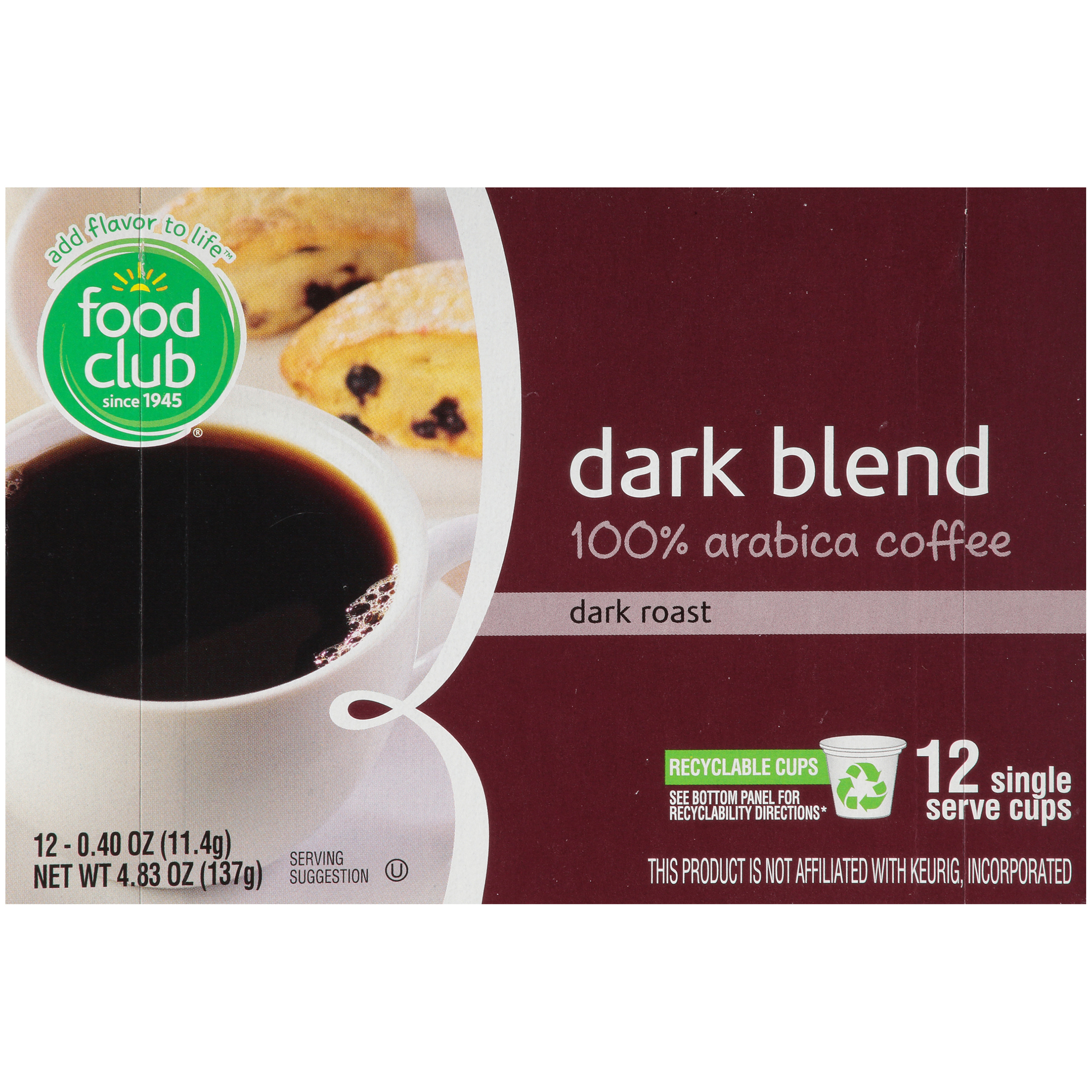 Dark Roast Dark Blend 100% Arabica Coffee Single Serve Cups