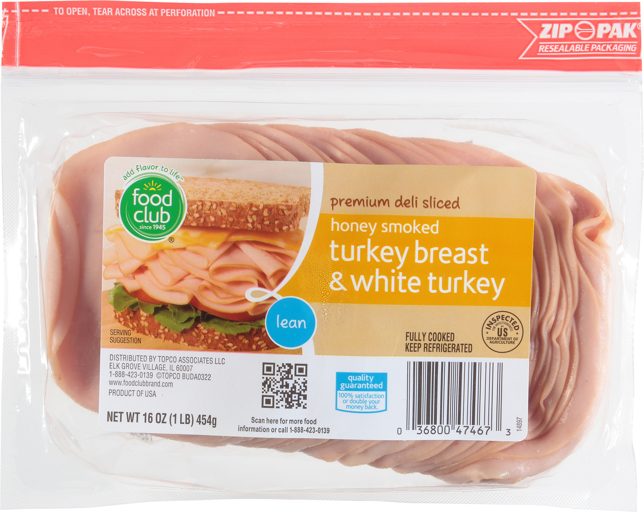 Premium Deli Sliced Lean Honey Smoked Turkey Breast & White Turkey