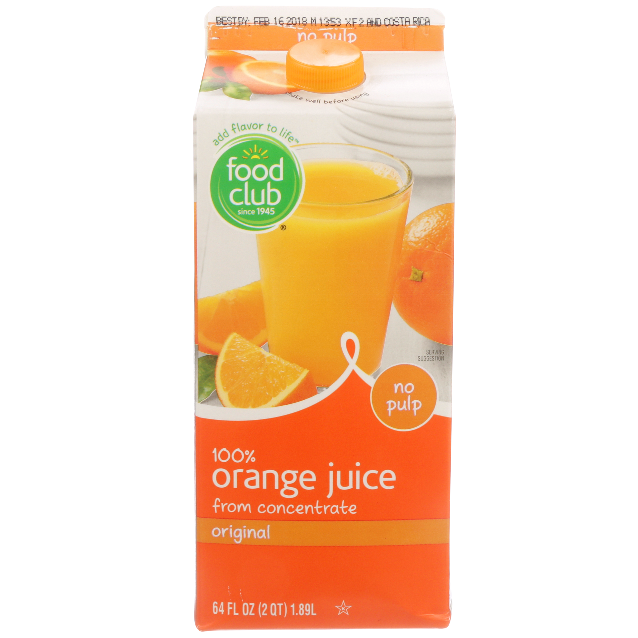 100% Original Orange No Pulp Juice From Concentrate