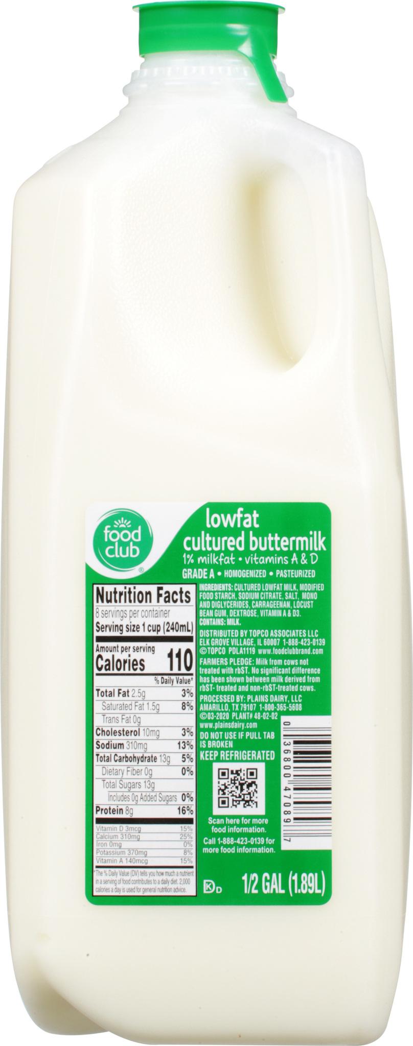 1% Milkfat Lowfat Cultured Buttermilk