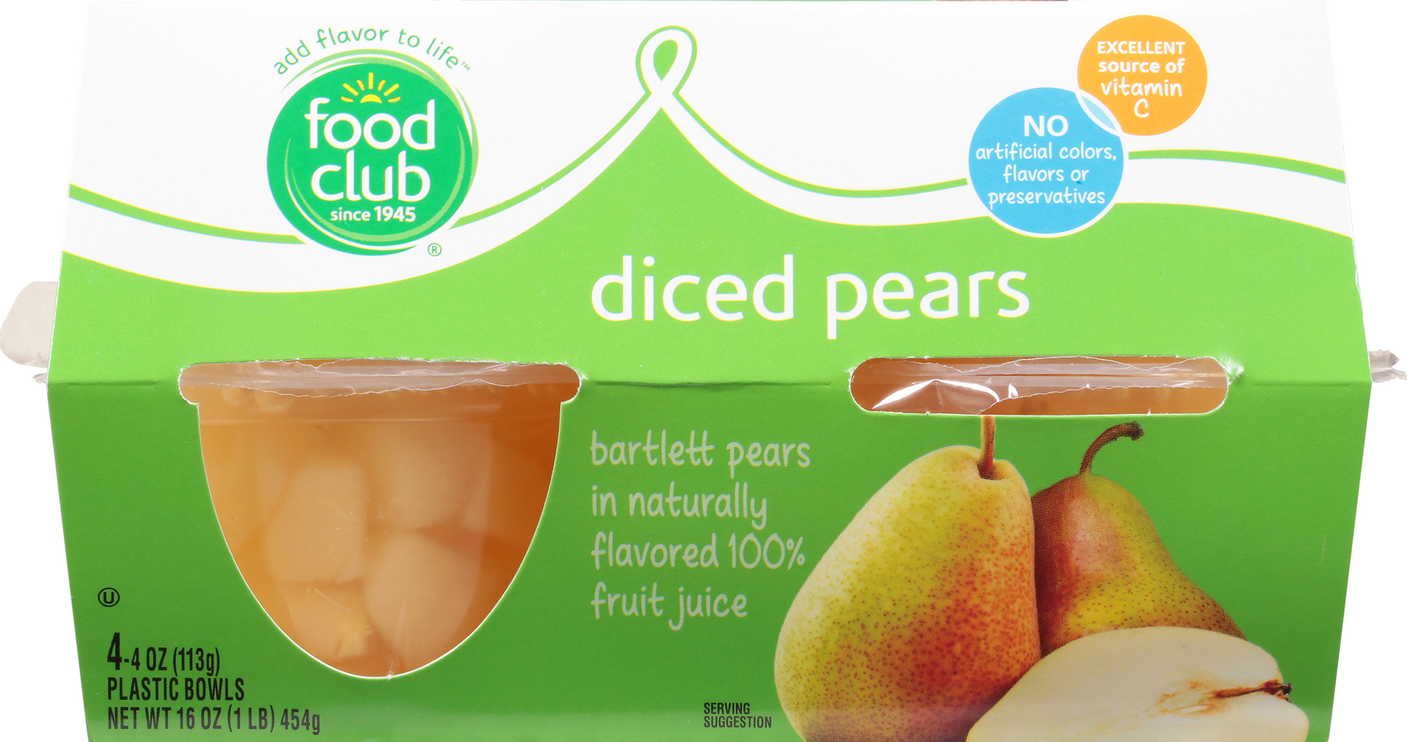 Diced Bartlett Pears in Naturally Flavored 100% Fruit Juice