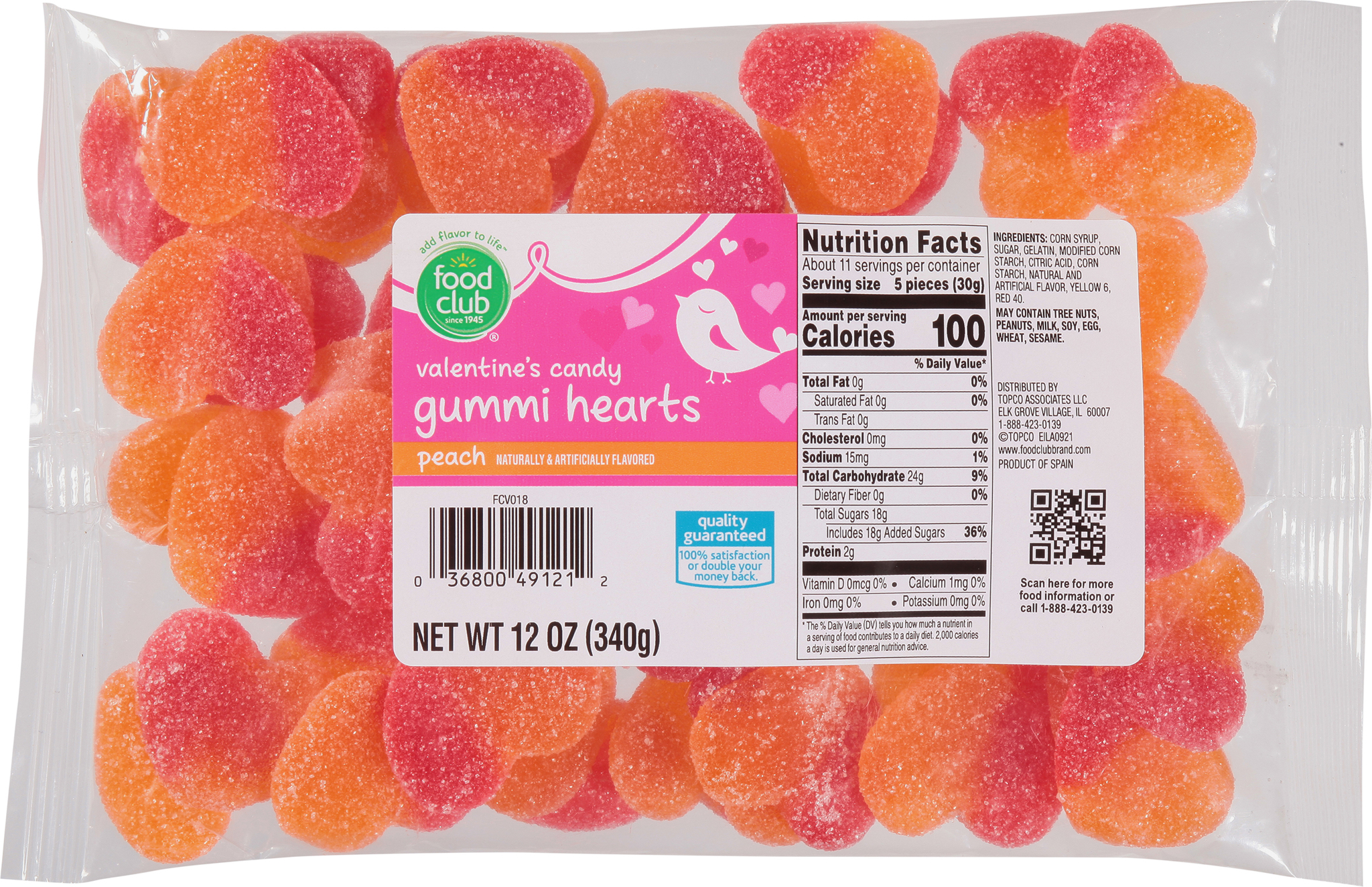 Gummi Hearts Peach Valentine’s Candy