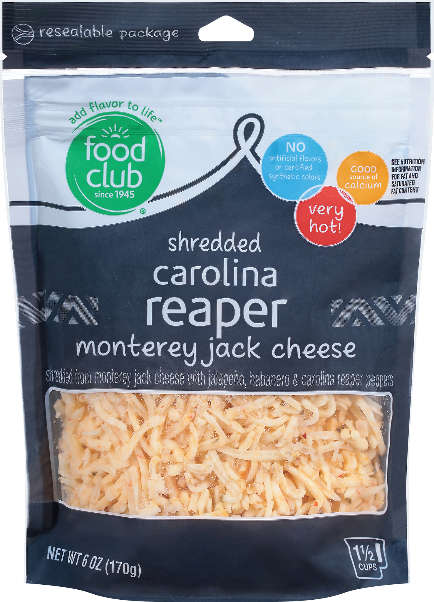 Shredded Monterey Jack Carolina Reaper Cheese