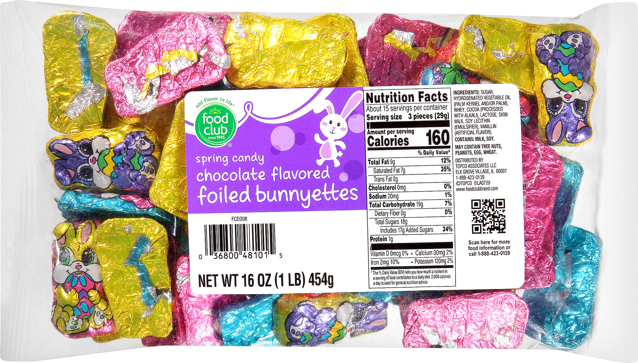 Spring Candy Chocolate Flavored Foiled Bunnyettes