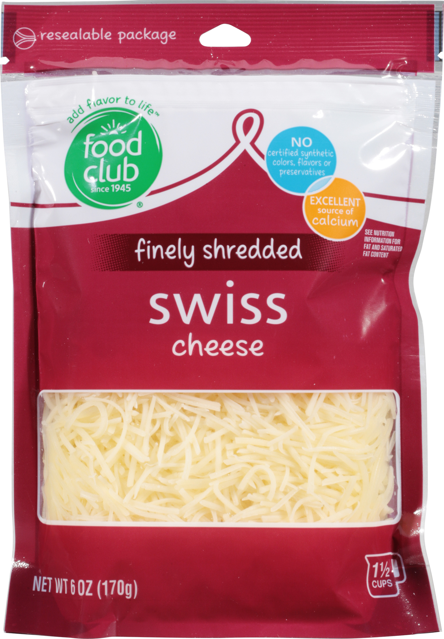 Swiss Finely Shredded Cheese