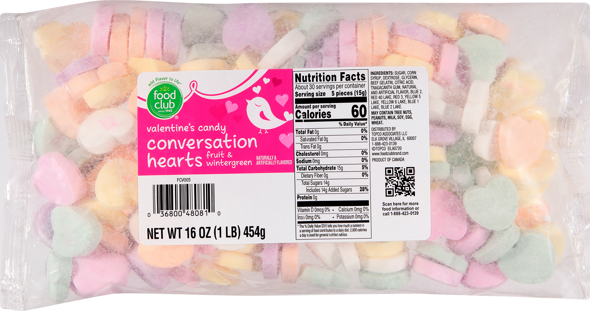 Valentines Candy Fruit & Wintergreen Conversation Hearts