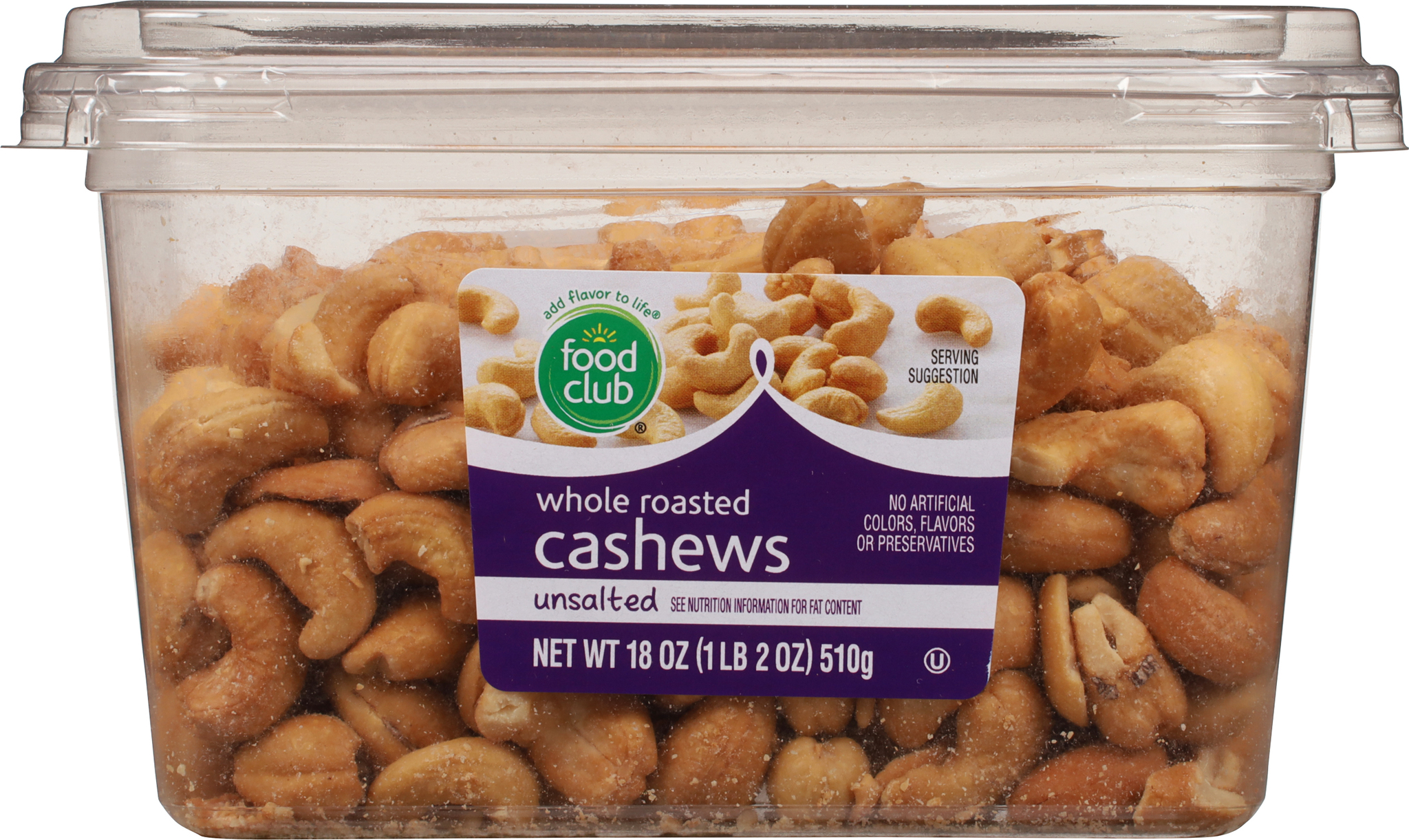 Whole Roasted Unsalted Cashews