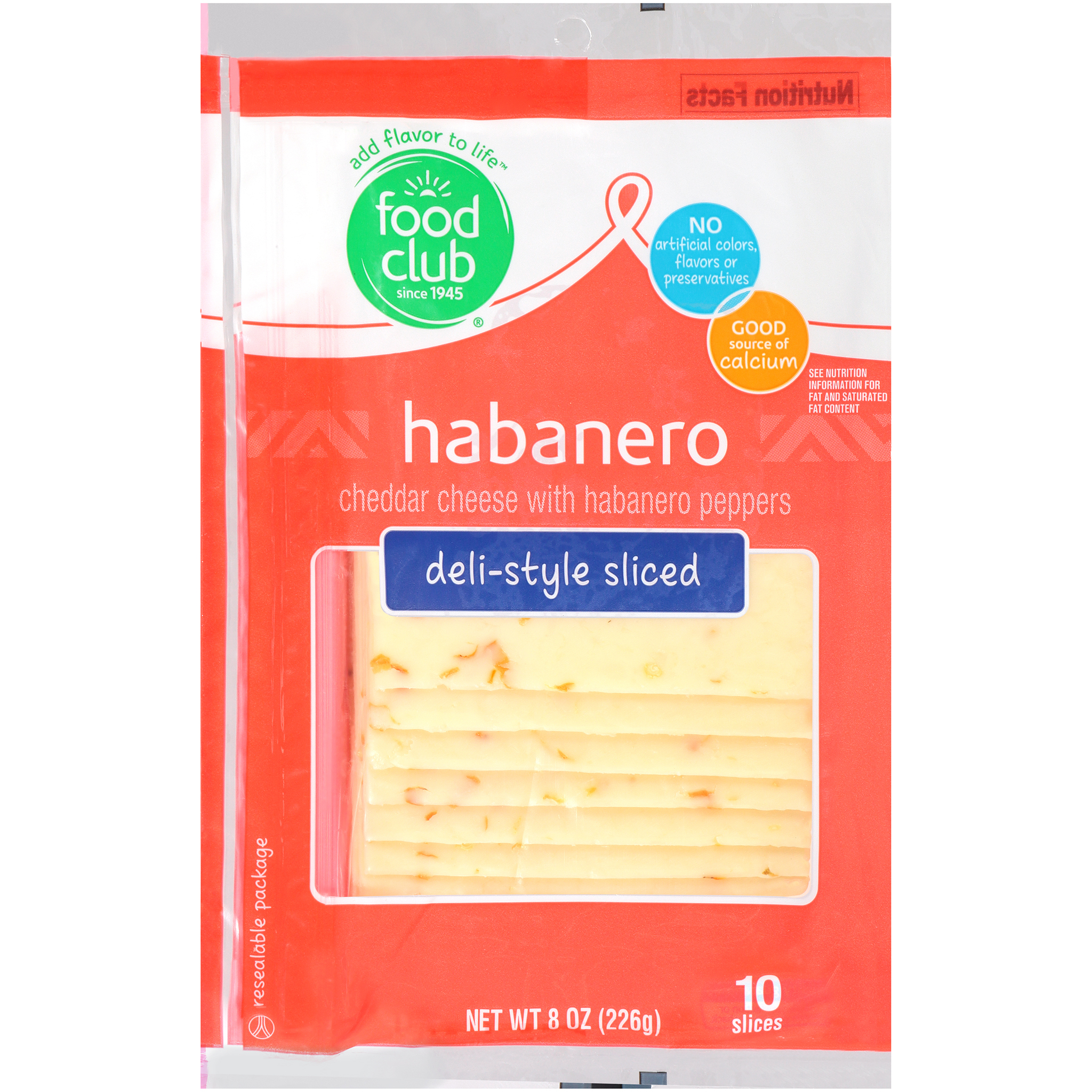 Habanero Cheddar Deli-Style Sliced Cheese With Habanero Peppers