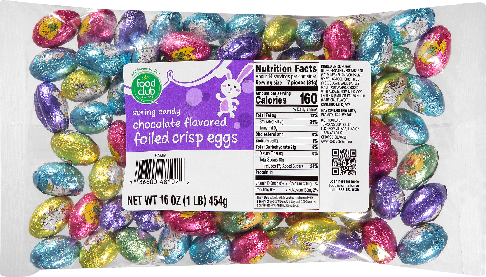 Spring Candy Chocolate Flavored Foiled Crisp Eggs