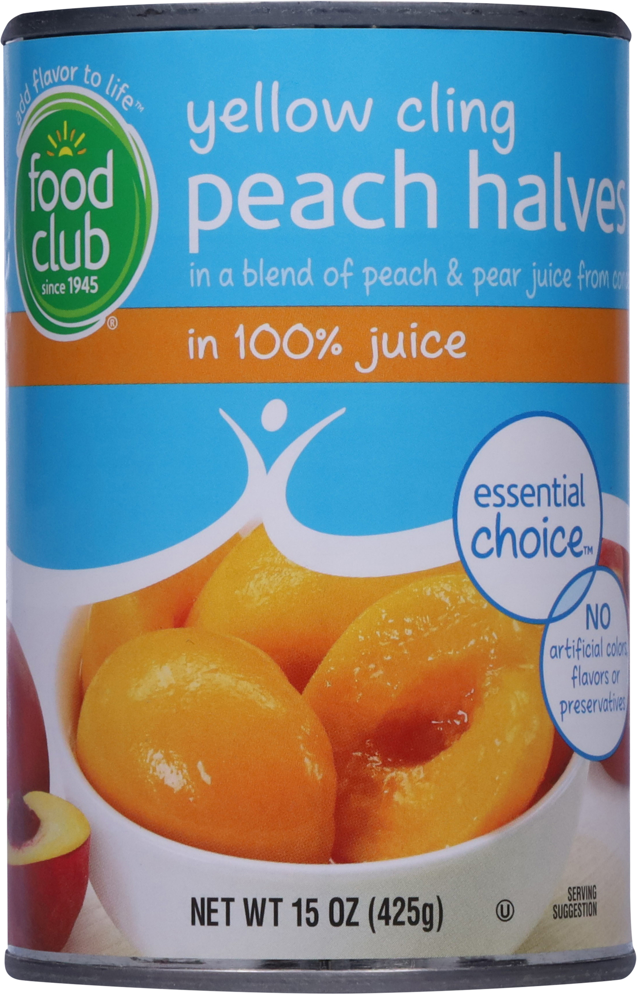 Essential Choice Yellow Cling Peach Halves in 100% Juice 15 oz