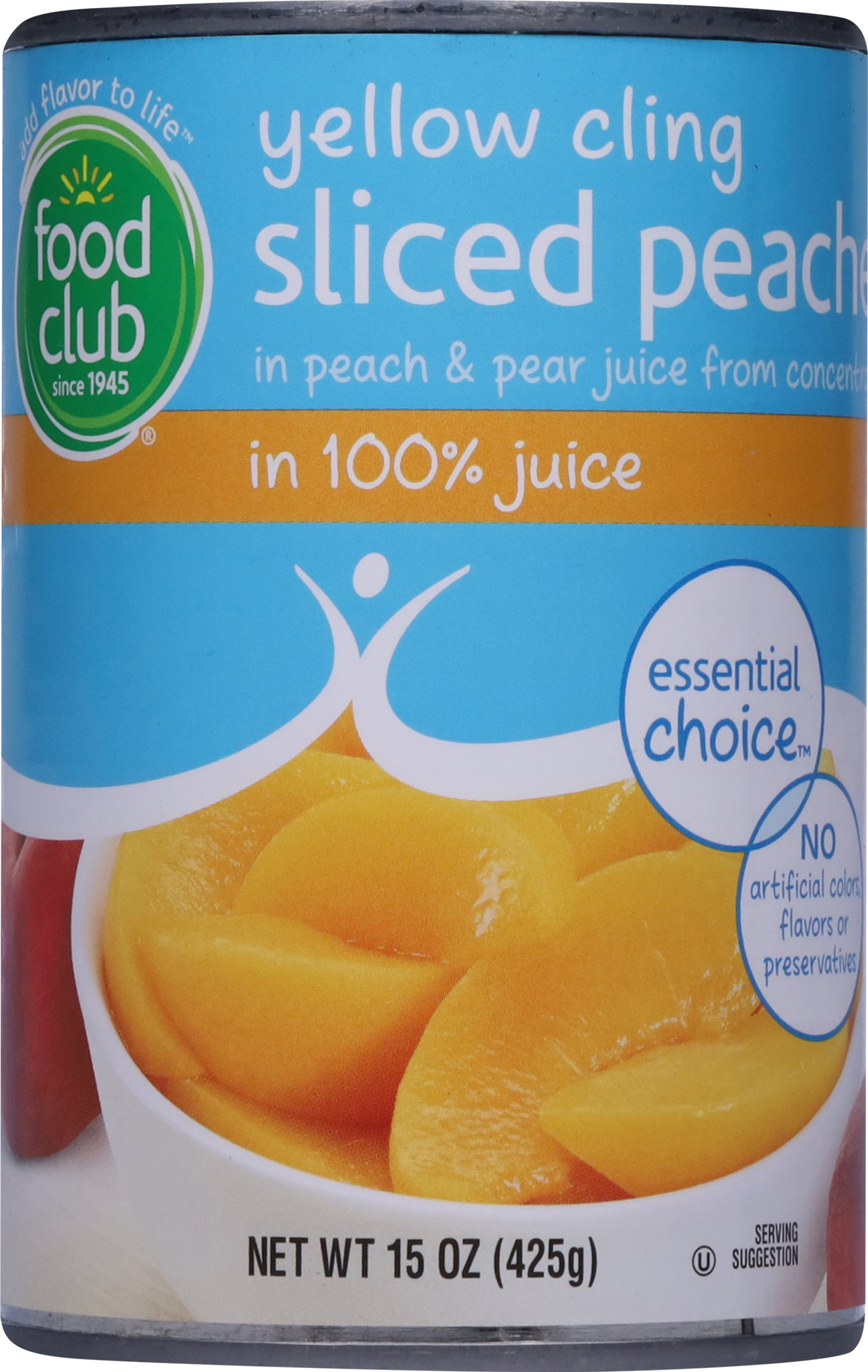 Essential Choice Yellow Cling Sliced Peaches in 100% Juice