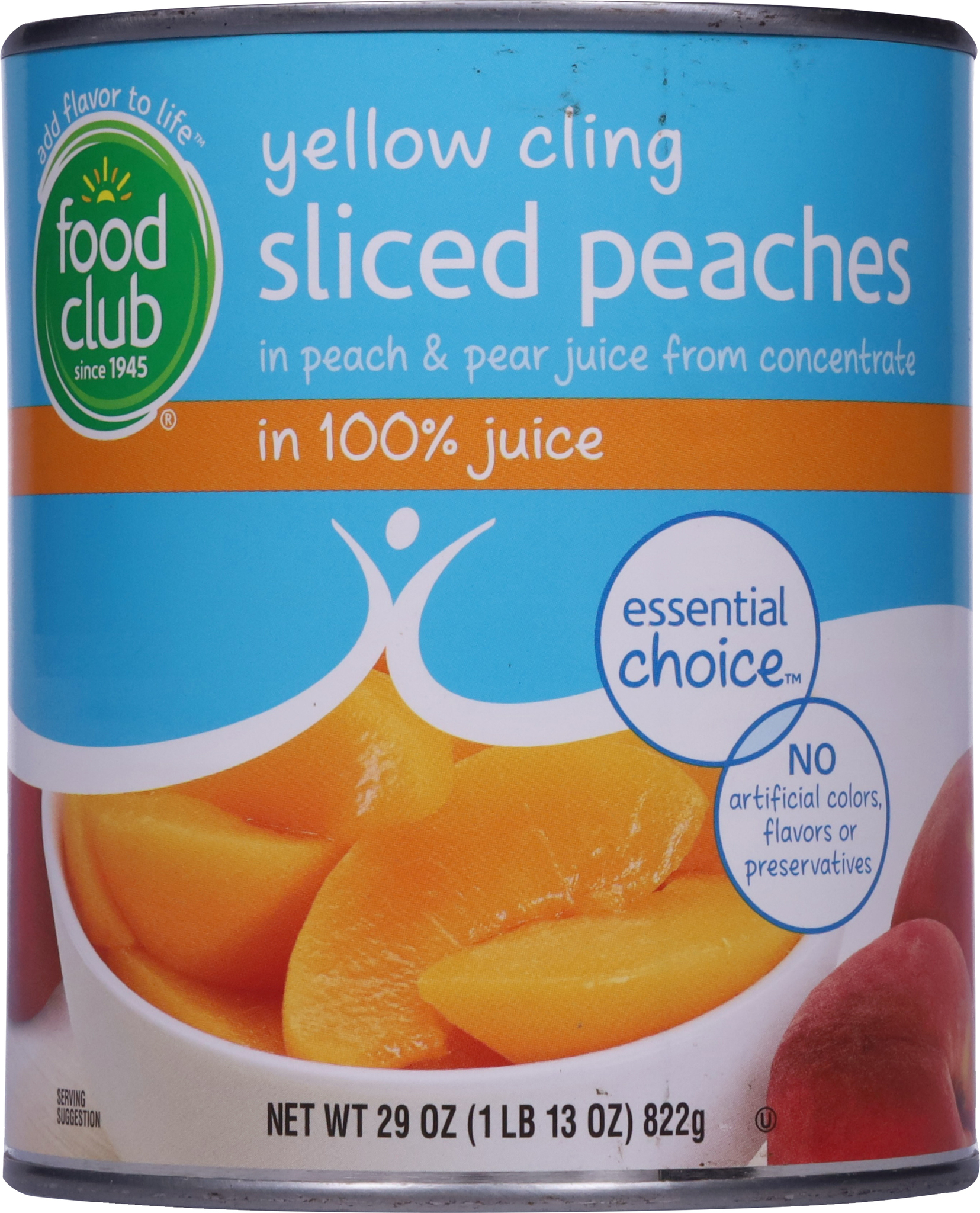 Essential Choice Yellow Cling Sliced Peaches in 100% Juice