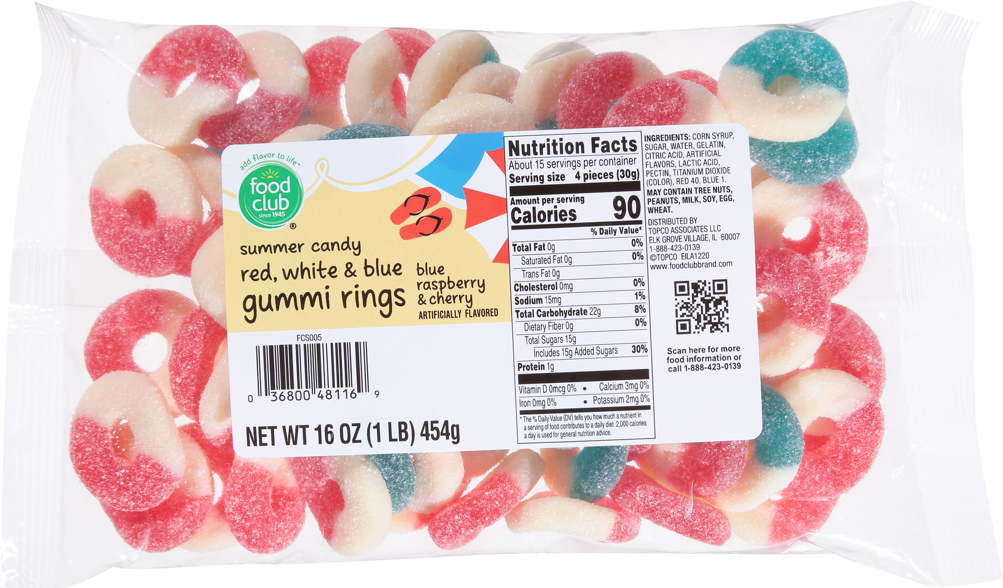 Summer Candy Red White & Blue Blue Raspberry & Cherry Gummi Rings