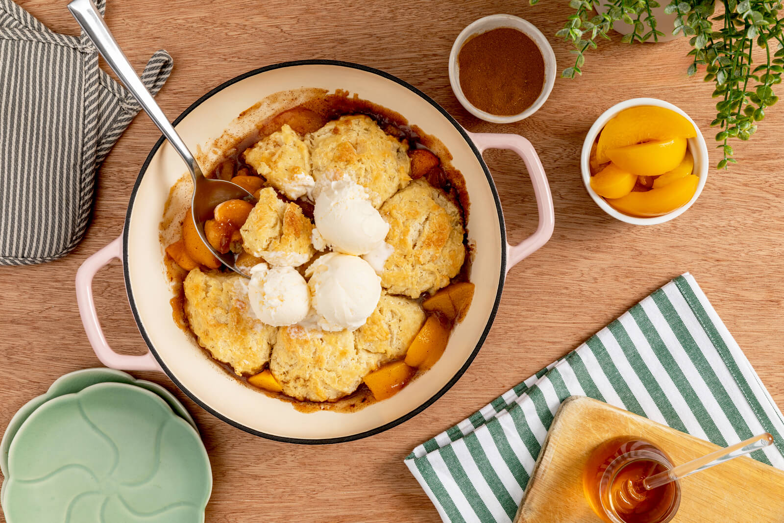 Dutch Oven Peach Cobbler