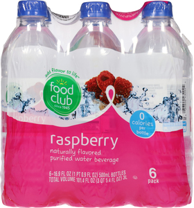 Food Club Raspberry Purified Water Beverage 6 ea - Food Club
