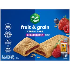 Food Club Fruit & Grain Mixed Berry Cereal Bars 8 - 1.3 oz Bars - Food Club